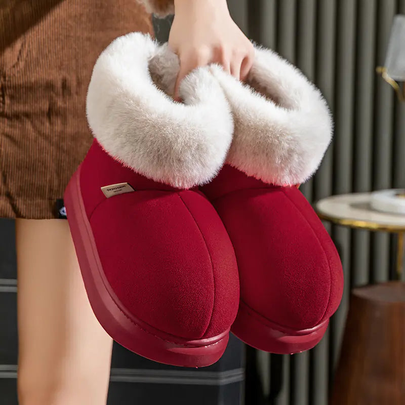 High-Top Plush Winter Slippers | Thick Sole Warm Indoor Comfort