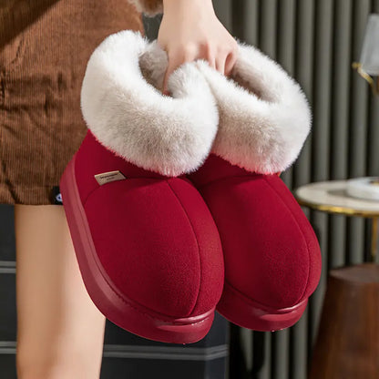 High-Top Plush Winter Slippers | Thick Sole Warm Indoor Comfort