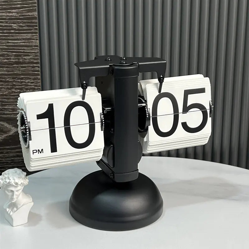European Style Automatic Flip Clock – Retro Page-Flipping Timepiece for Home & Office