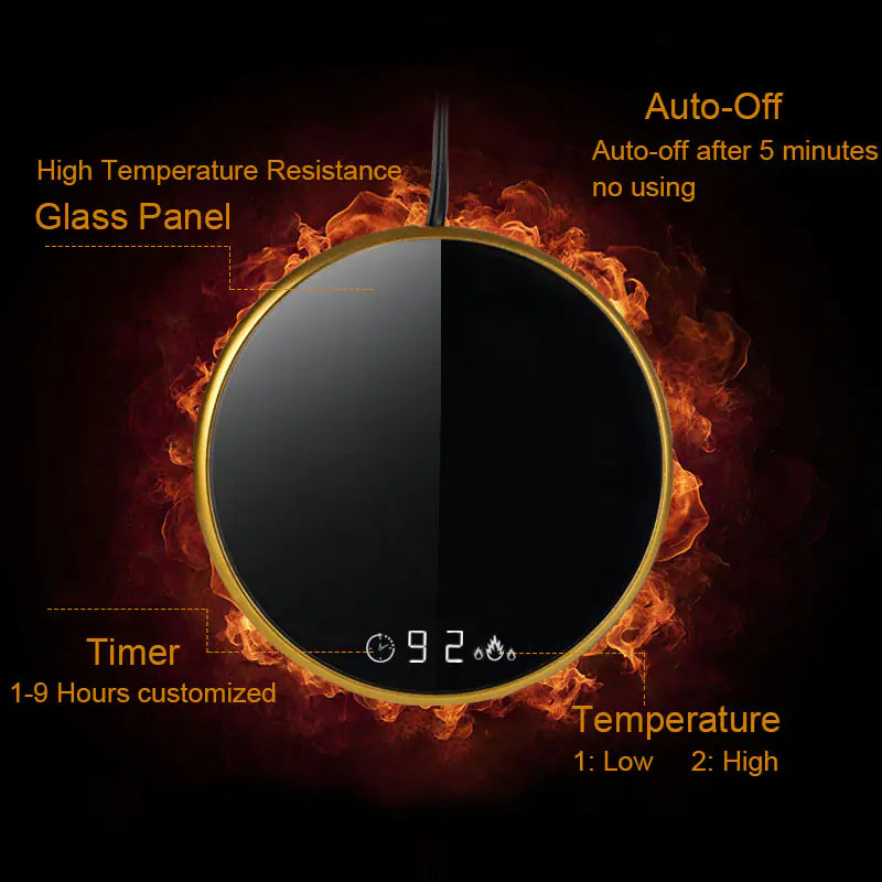 Adjustable Heated Coaster – Retro Style Intelligent Digital Display