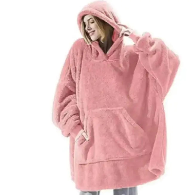 Double-Sided Fleece Wearable Blanket with Sleeves | Soft Warm Home Comfort