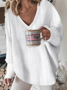 Women’s Fall/Winter Long Sleeve Knit Sweater – Round Neck Loose-Fit Pullover