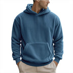 Men’s Double-Sided Velvet Loose Sweater – Soft Pullover Hoodie with Patch Pocket