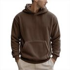 Men’s Double-Sided Velvet Loose Sweater – Soft Pullover Hoodie with Patch Pocket